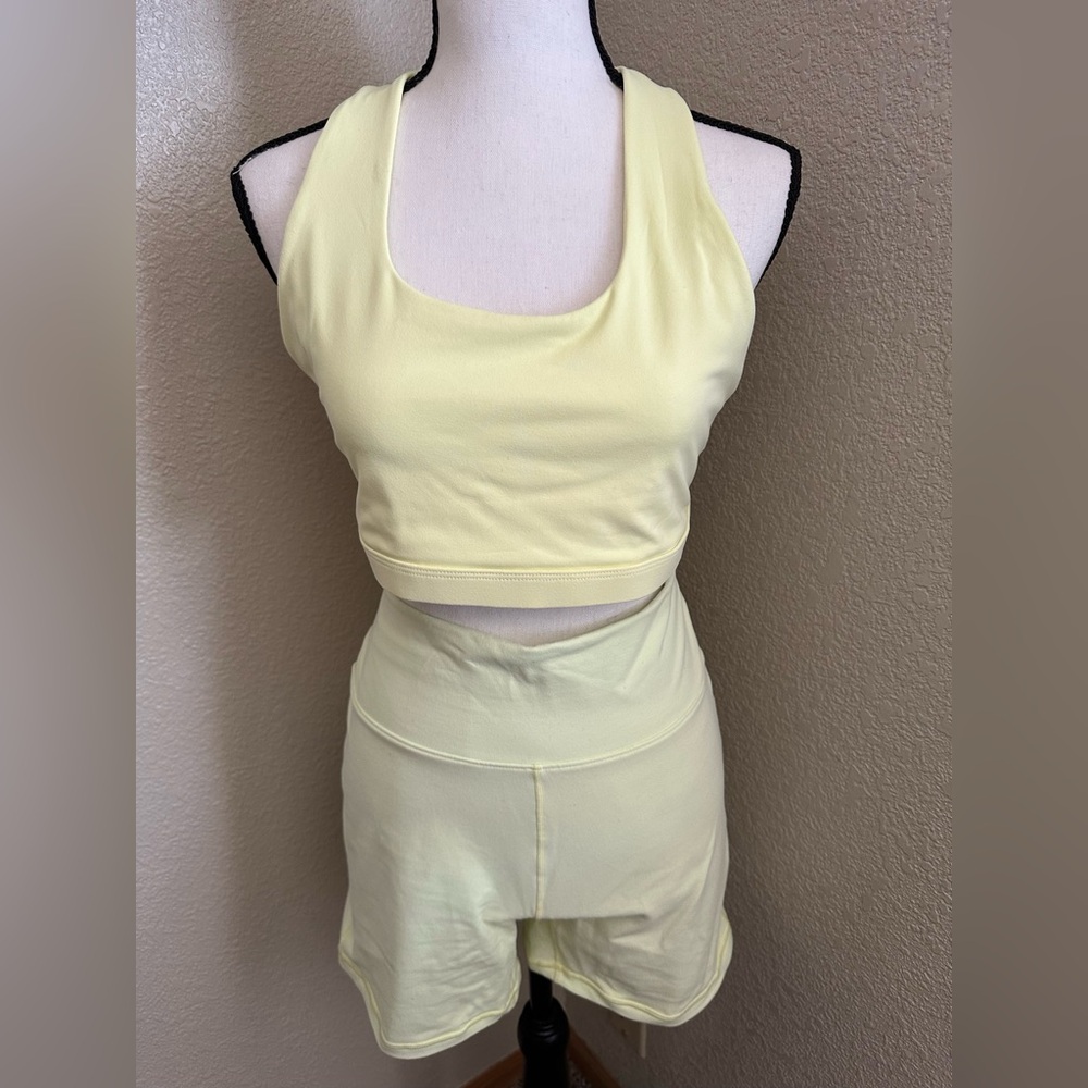 Fabletics Sports Bra & Shorts Neon Yellow XL